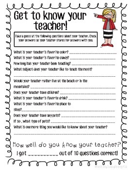 Get To Know Your Teacher by Ellie Blue Designs | TpT