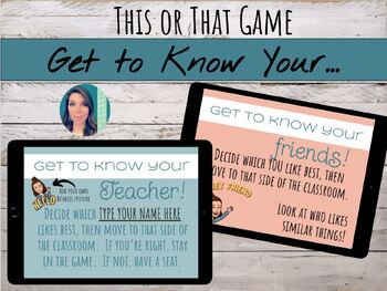 Preview of Get To Know Your Teacher & Friends This or That Game | Back to School
