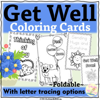 Preview of Get Well Coloring Cards