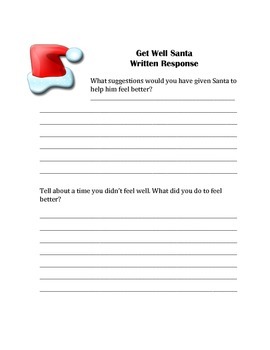 Get Well Santa Book Unit -comprehension questions, writing prompts ...