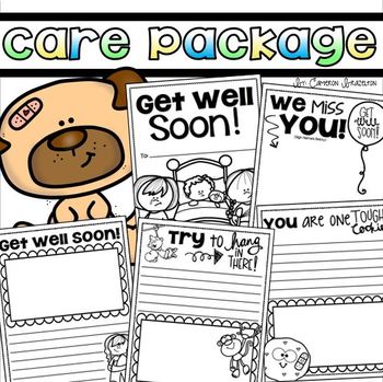 Preview of Get Well Soon Cards Book Care Package Writing Activities for Sick Students