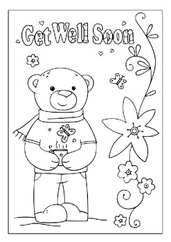 Get Well Soon Sick Teddy Bear Sketch  Get well soon, Get well soon  messages, Get well