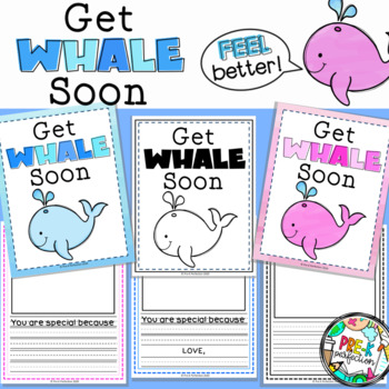 Get Well Soon Card Get Whale Soon Greeting Card Thinking of You Gift Basket  Card Printable Card Funny Card Cute Card 