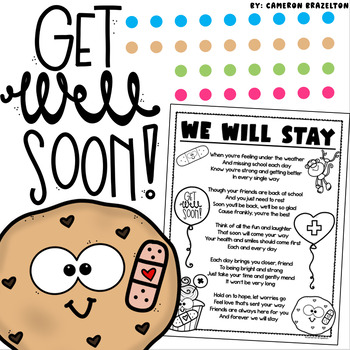 Preview of Get Well Soon Poem for Sick or Injured Students