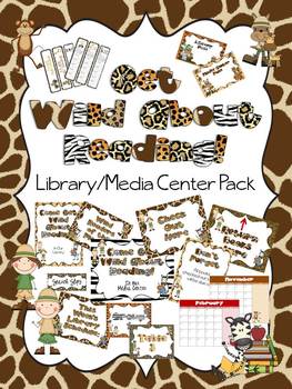 Preview of Get Wild About Reading Library Media Center Pack {with EDITABLE signs}