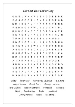 Get Your Guitar Out February 11th Crossword Puzzle Word Search Bell