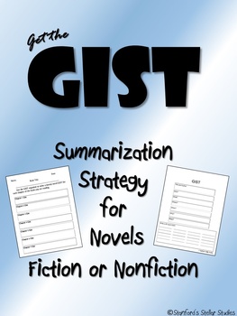 Get the GIST Summary Set Graphic Organizer Novel Fiction Nonfiction