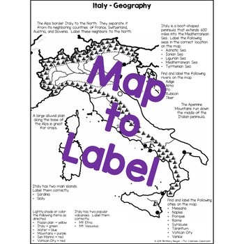 Ancient Rome Mapping Activity  Italy Geography by The Colorado Classroom