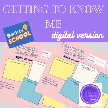 Preview of Get to Know Me - digital PDF
