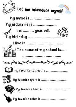 Preview of Get to Know Me -Introduce Myself sheet