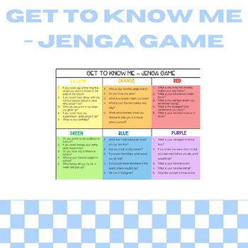 Preview of Get to Know Me - Jenga Game