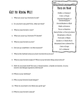 Get to Know Me Questionnaire by Gettin' Schooled | TPT