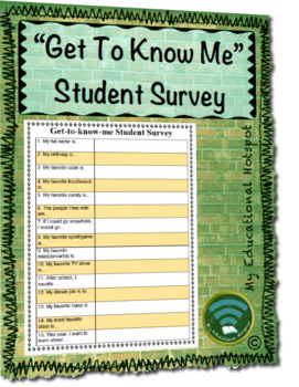 Preview of Get to Know Me Student Survey (beginning of the year data)