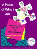 Get to Know You Activity for Back to School: A Piece of Who I Am