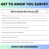 Get to Know You/All About Me Information Survey for Middle