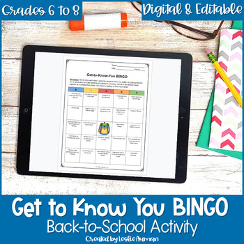 Preview of Get to Know You BINGO Back to School Activity for Middle School Google Slides™