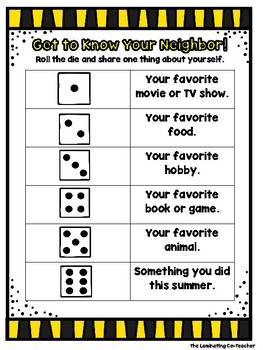 Get to Know You - Dice Game by The Laminating Co-Teacher | TpT