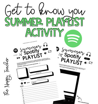 Preview of Get to Know You Summer Spotify Playlist Icebreaker Activity