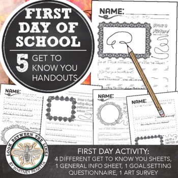 Preview of First Day of School Activities: Get to Know You Worksheets, Surveys, More