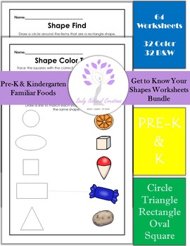 Preview of Get to Know Your Shapes PreK-K Familiar Foods Math Worksheets