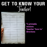 Get to Know Your Teacher