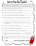 Get to Know Your Teacher Questions Back to School