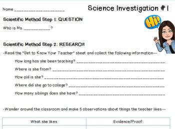 Preview of Get to Know Your Teacher Science Investigation