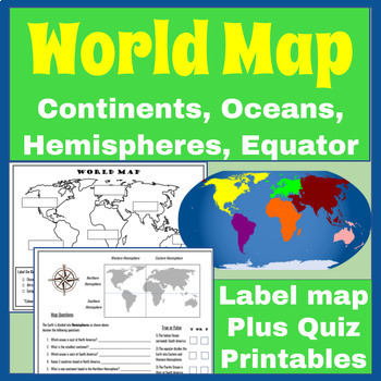 Preview of Get to Know the World Map! Labeling/Questions/Quiz