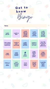 Preview of Get to know bingo