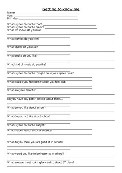 Get to know me sheet by Realistic Rang a Se | TPT
