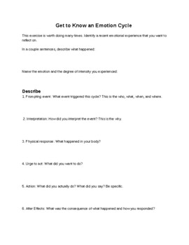 Preview of Stress Management - The Emotion Cycle Worksheet