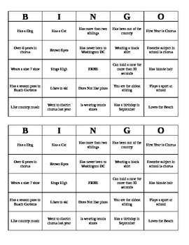 Get to know you Bingo by n2dmusic | TPT