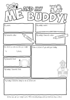 Preview of Get to know your buddy friend, Kindergarten and older buddy worksheet