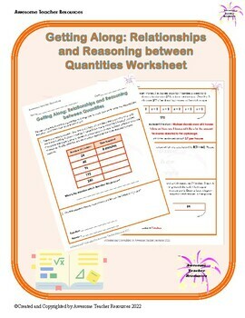 Preview of Getting Along: Relationships and Reasoning Between Quantities Worksheet