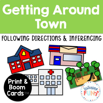 Preview of Getting Around Town Listening Activity Print & Boom Cards