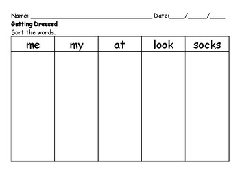 Preview of Getting Dress (Green Kit Lesson 18) - Sort the Words by Font Worksheet