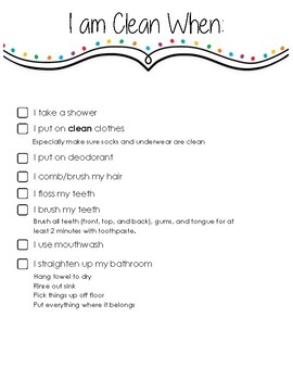 Preview of Getting Ready Bathroom Checklist
