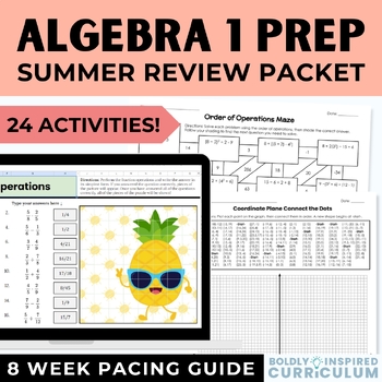 Preview of Getting Ready for Algebra 1 Summer Packet | Pre Algebra & 8th Grade Math Review