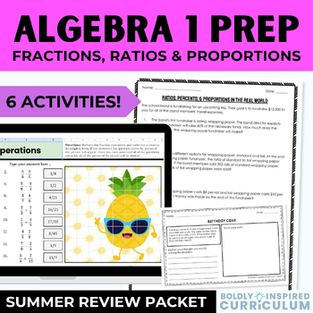 Preview of Getting Ready for Algebra 1 Summer Prep Packet | Ratios and Proportions Review