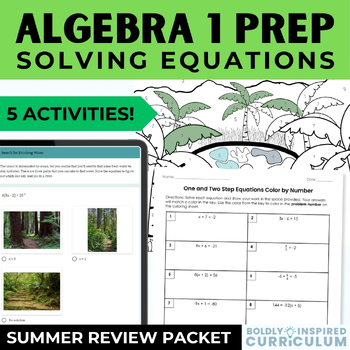Preview of Getting Ready for Algebra 1 Summer Prep Packet | Solving Multi Step Equations