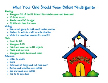 Getting Ready For Kindergarten By Michelle Woodward Tpt