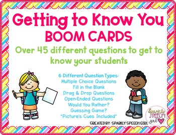 Preview of Getting To Know You BOOM CARDS l *Over 45 Different Questions l Social Skills