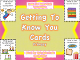 Getting To Know You Cards: Primary Level