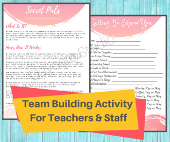 Preview of Getting To Know You Form | Staff's Favorite Things | Teacher Secret Pal Activity