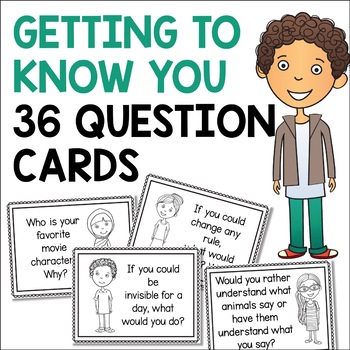 Preview of Getting To Know You Question Cards, Back To School, First Week of School Fun
