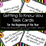 Getting To Know You Task Cards