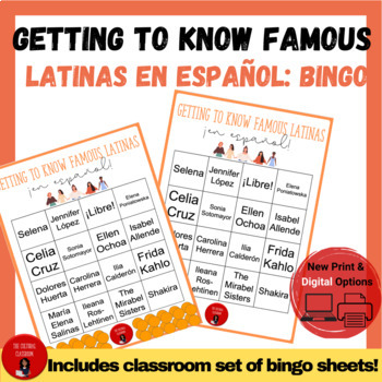 Preview of Getting to Know Famous Latinas En Español: Bingo Edition!