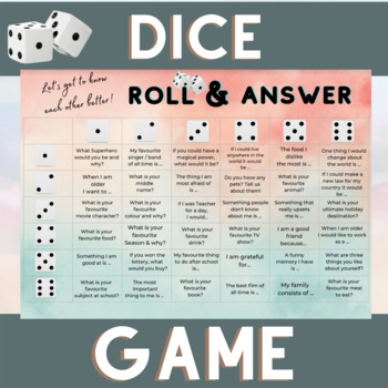 Getting to Know Students Dice Game by THE SPECIAL ED STORE | TpT