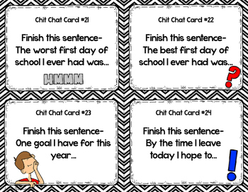 Getting To Know You Back To School Chit Chat Cards Freebie Tpt