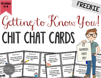 Preview of Getting to Know YOU!  Back to School Chit Chat Cards FREEBIE